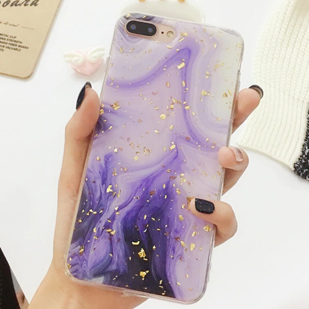 NEW iPhone XR Purple and Gold Foil Case